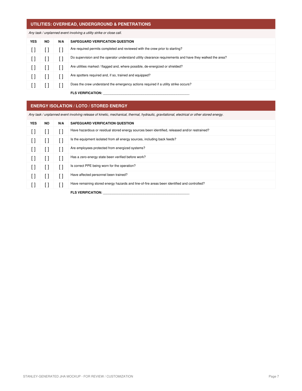 JHA — Operations Start Card — page 7